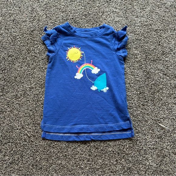 Cat & Jack Other - Cat & Jack Toddler Girl Sunshine and Rainbow Blue Short Sleeve Tee, Size 2T